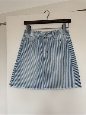 Just Black Denim Blue and White Striped Mini Skirt
